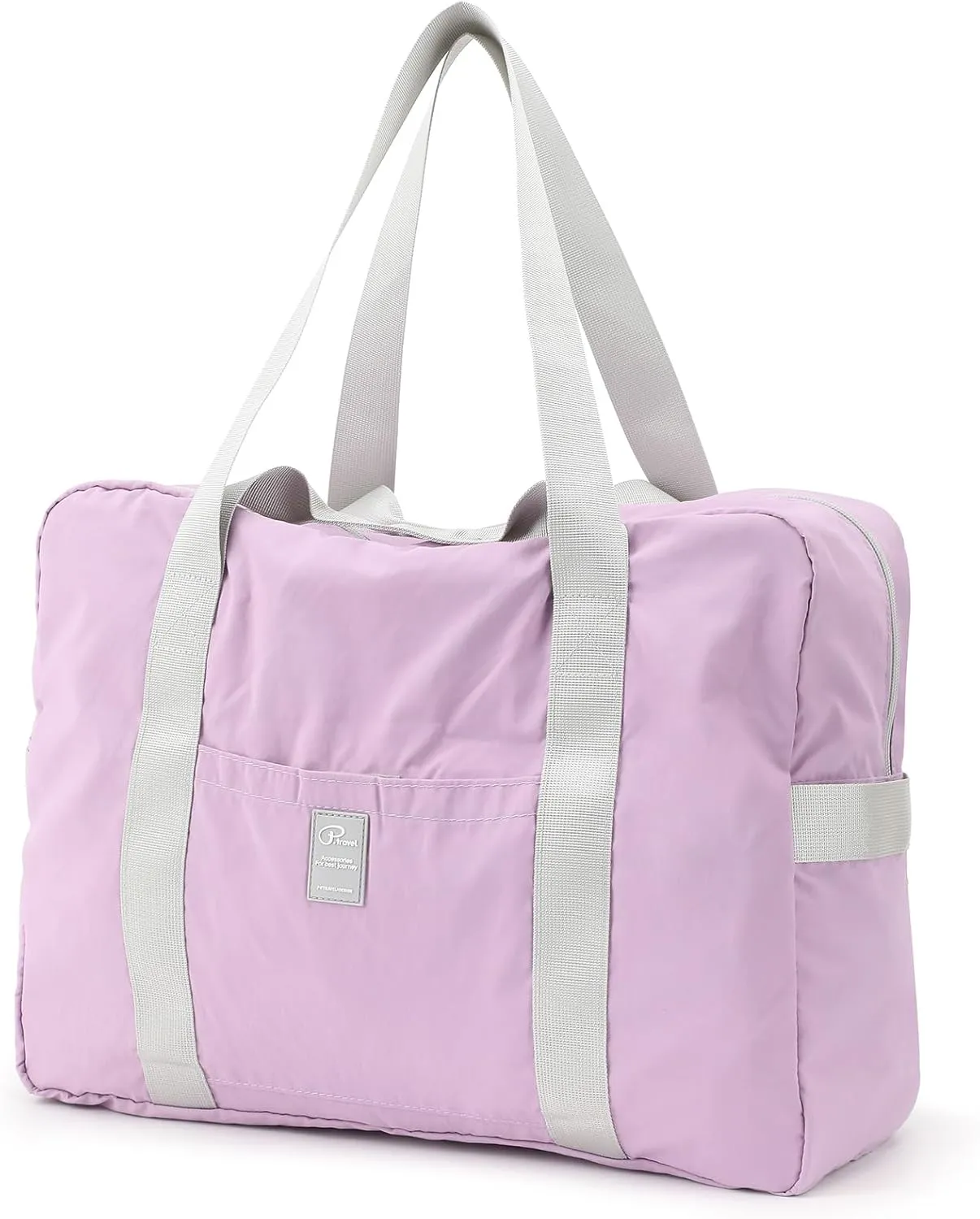 Foldable Travel Duffel Bag, 28L Weekender Overnight Carry on Luggage Bag, Lightweight Gym Tote Bag, Sports Bag, Hospital Bag for Women and Men, Light Purple