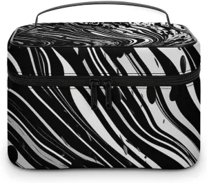 Foldable Travel Luggage Bag for Men And Women, Dry And Wet Separation Portable Travel Luggage Bag, Black Curve Style Printed Waterproof Sports Luggage Bag, Fitness Bag