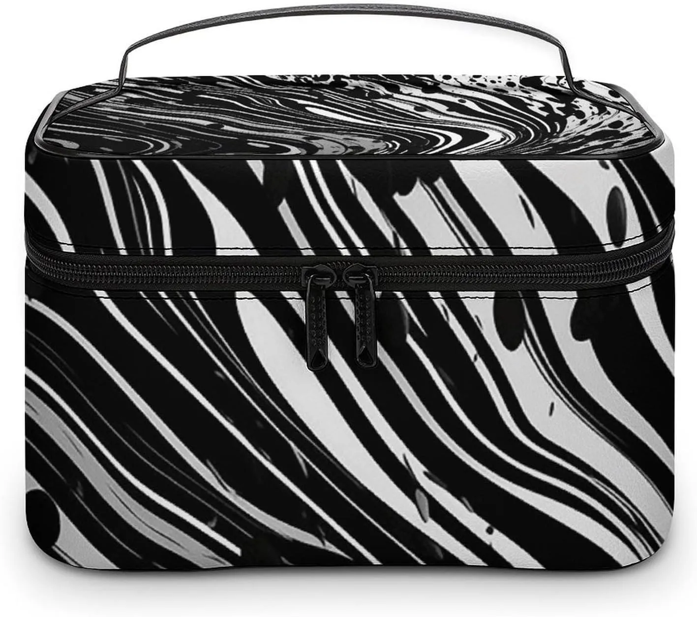 Foldable Travel Luggage Bag for Men And Women, Dry And Wet Separation Portable Travel Luggage Bag, Black Curve Style Printed Waterproof Sports Luggage Bag, Fitness Bag
