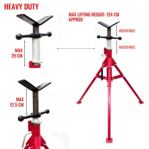 Folding Jack Stand 120cm Heavy Duty V Head Pipe Stand Adjustable Height 1.25 Ton-NT_Metro