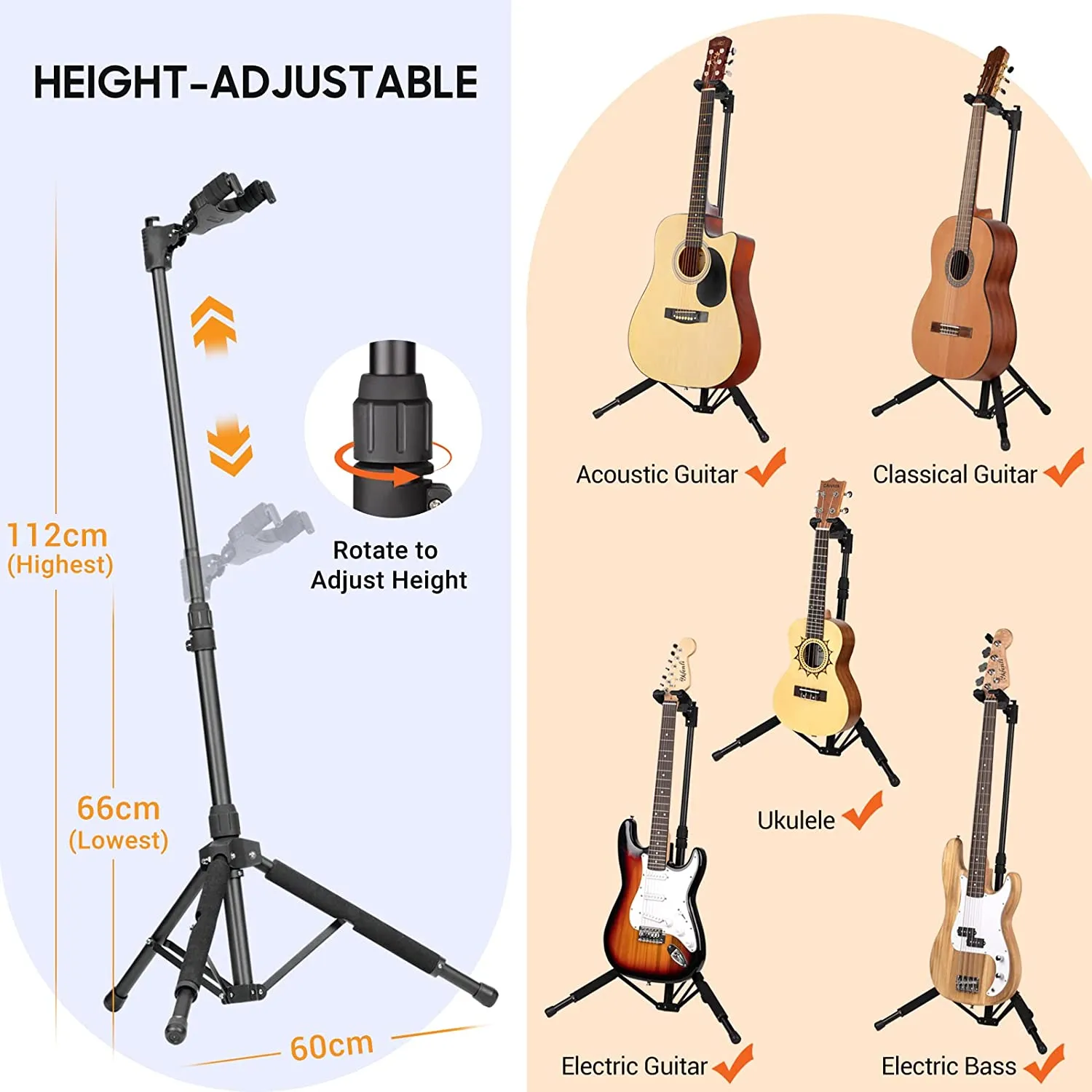 Folding Tripod Iron Floor Guitar Stand CY0265