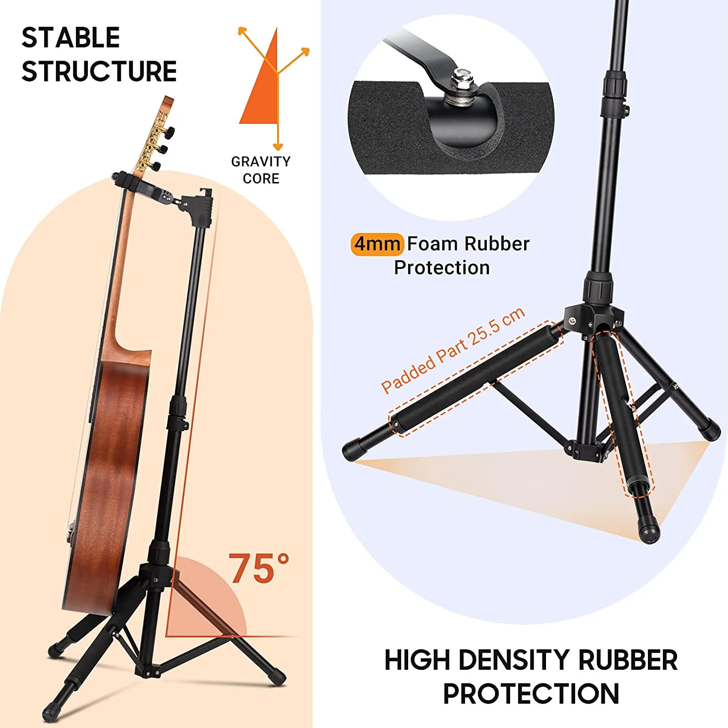 Folding Tripod Iron Floor Guitar Stand CY0265