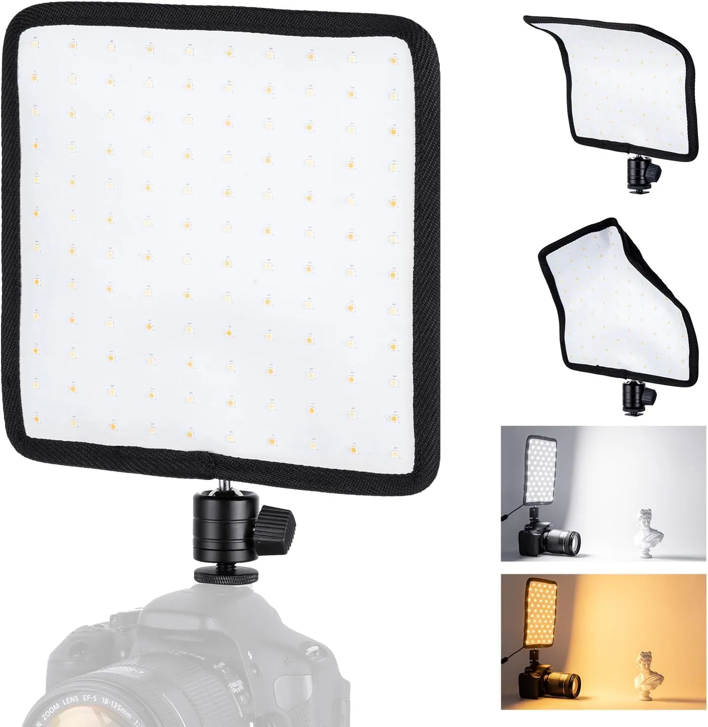 Fomito Falconeyes RX-8TDs Foldable Flexible LED Light Panel Kit 2500K-6500K CRI95 On-Camera Lamp Daylight Splash-Proof for Video Studio Photography Lighting