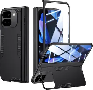 for Google Pixel-9-Pro Fold Case: Slim Hinge Stand Case with Screen Protector - Support Wireless Charging - Soft Protective Phone Cover for Google Pixel 9Pro Fold (Black)