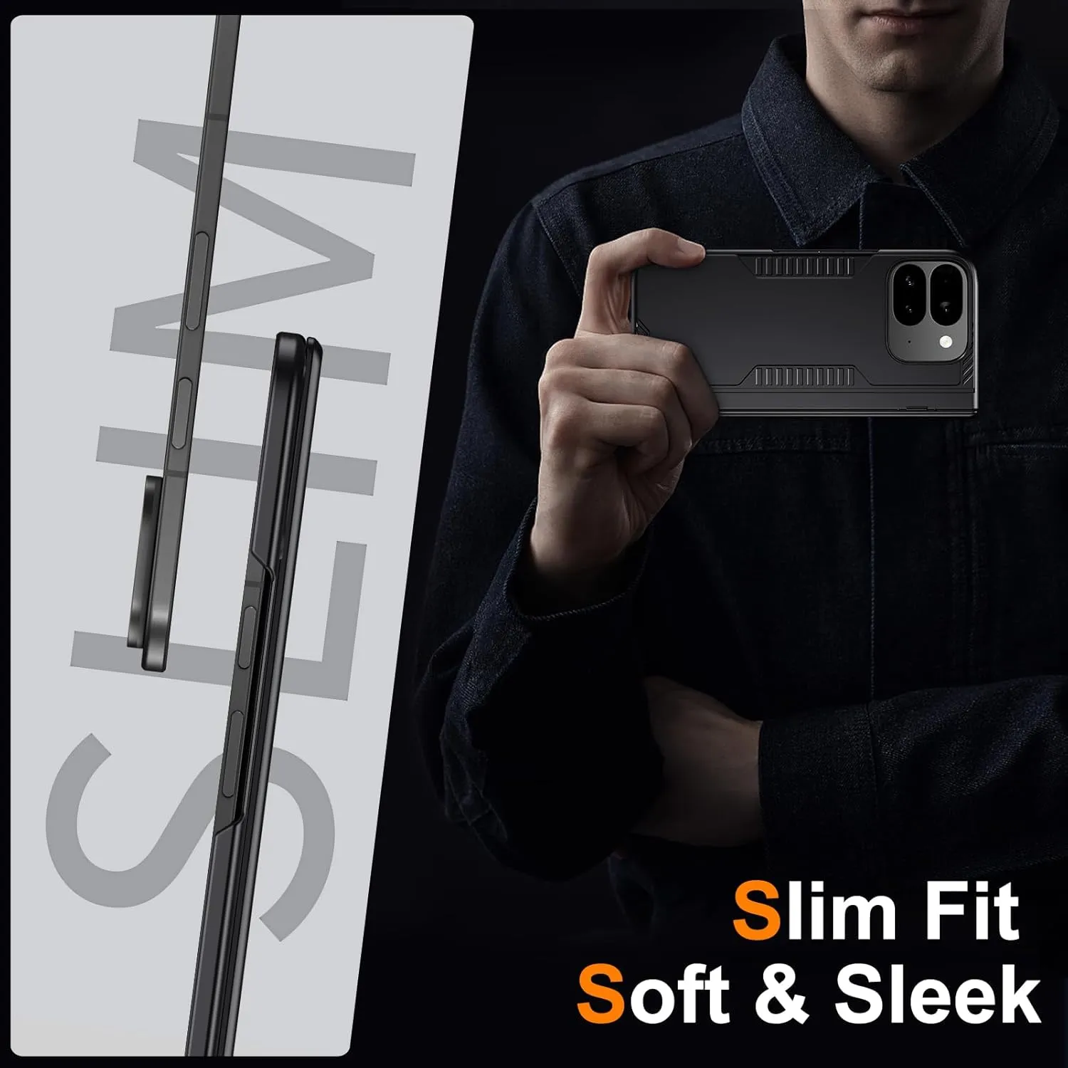 for Google Pixel-9-Pro Fold Case: Slim Hinge Stand Case with Screen Protector - Support Wireless Charging - Soft Protective Phone Cover for Google Pixel 9Pro Fold (Black)