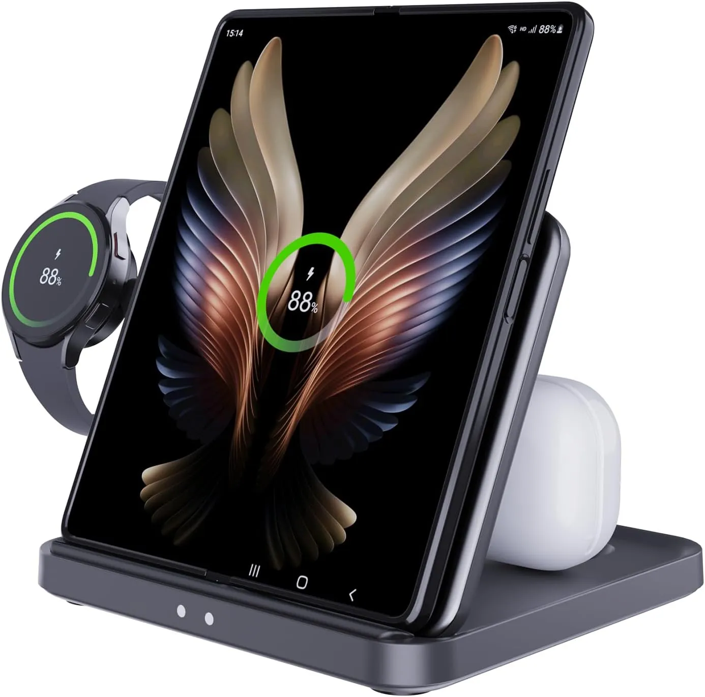 for Samsung Z Fold 6/5 Wireless Charger Station, 3 in 1 Foldable Fast Charging Stand Dock for Galaxy Z Fold 4/, Z Flip 6/5/4/, S23/S22, Note20/10 Ultra, Watch 6/5/Pro/4/3, EarBuds 2/2 Pro/Live