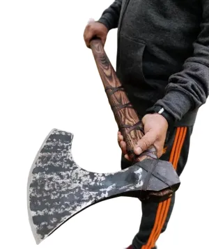Forest Hunting |40”Two handed large Berserker Axe, Large Norse Axe,Scandinavian Style viking Axe double headed ax, Functional Viking ax, History of Norse mythology self defense (Large Norse axe)