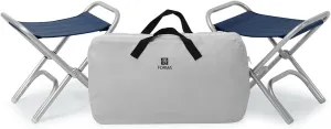 FORMA MARINE - Set of 2 High-End Folding Aluminum Boat Stools Blue Vinyl-Includes The Protective Bag ASTRON BA7000VB-C