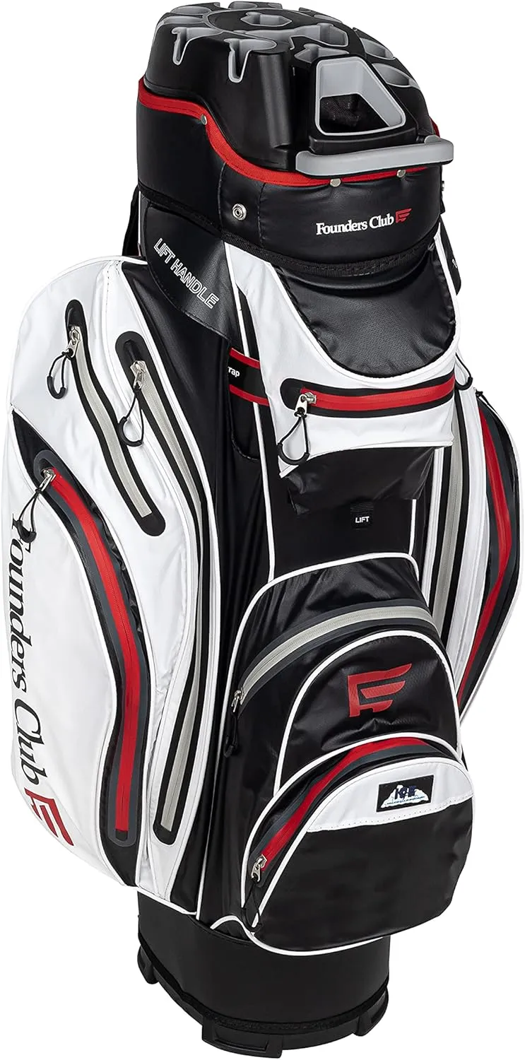 Founders Club Waterproof Club Lock Organizer Cart Bag for Men with Anti Rattle 14 Way Divider Top Full Length Dividers