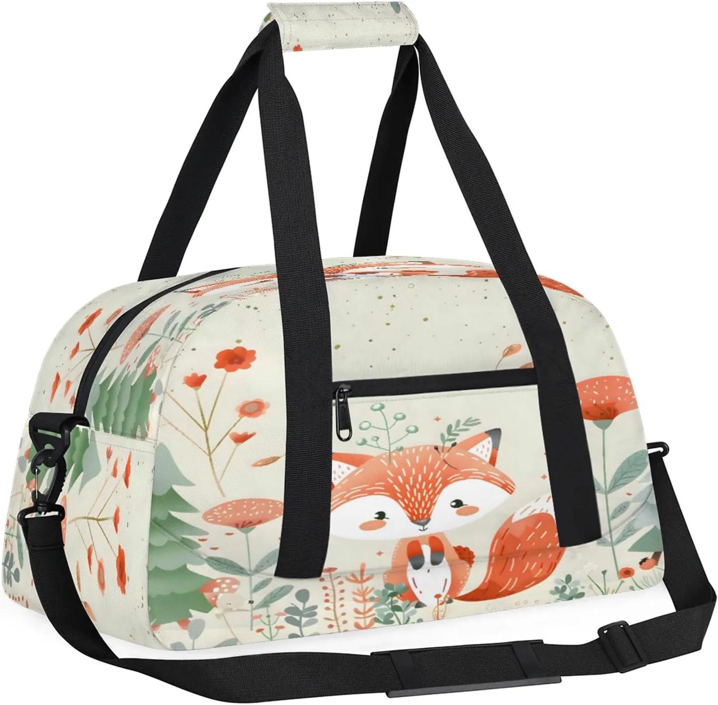 Fox Animals Cute Wildlife Small Gym Bag 18 inch Carry On Duffel Bag for Weekender Travel Sports Workout Yoga Gymnastics Dance Ballet