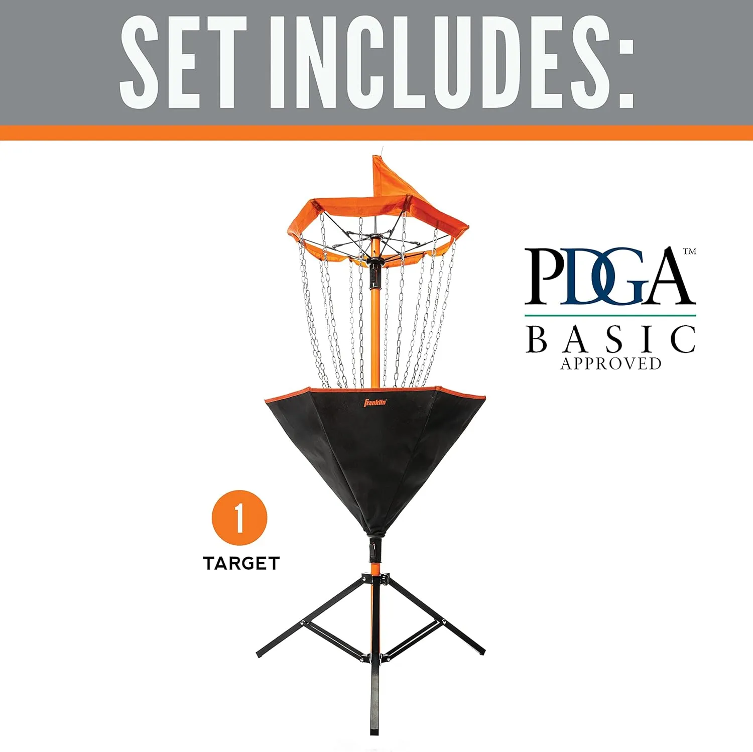 Franklin Sports Disc Golf Baskets - Portable Disc Golf Target with Chains Included - Disc Golf Basket Stand Equipment for Hole   Course Creation