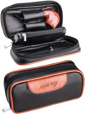 Free Boy PU Leather Tobacco Pipe Pouch,Wooden Smoking Pipe Pouch/Bag Holder 2 Pipes and other Accessories(Does not Contain Pipe and Accessories)