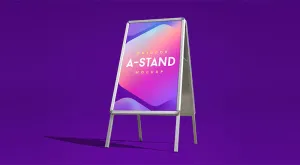 Free Outdoor Advertising Foldable A-Stand Mockup Psd