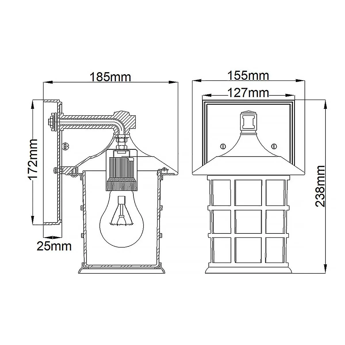 Freeport 1lt Small Wall Lantern  | Textured Black