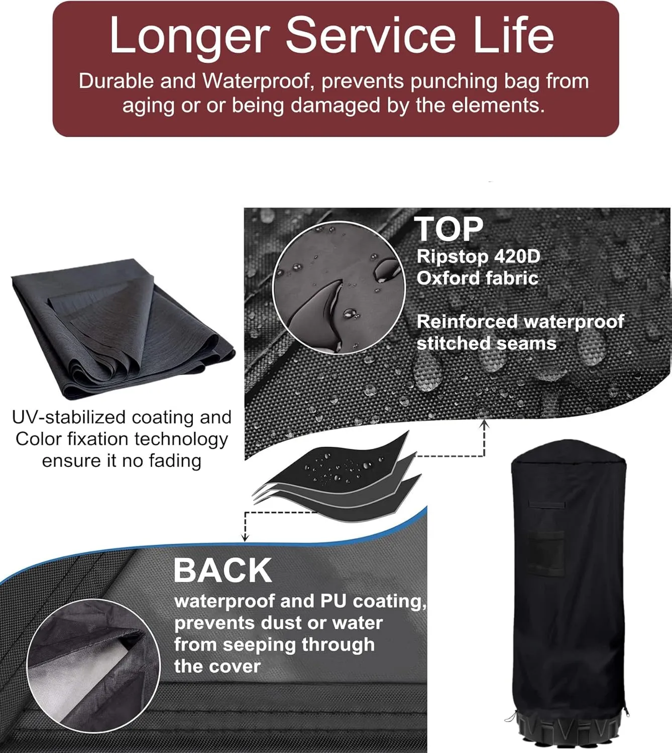 Freestanding Punching Bag Cover - Outdoor Waterproof, Standing Heavy Bag Protective Cover for Boxing Bag