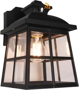 FUDESY Dusk to Dawn LED Outdoor Wall Lantern,White Plastic Photocell Sensor Porch Light with 8W 800LM Edison Filament Bulb,Exterior Wall Mount Light Fixture for Yard,Patio,Garage