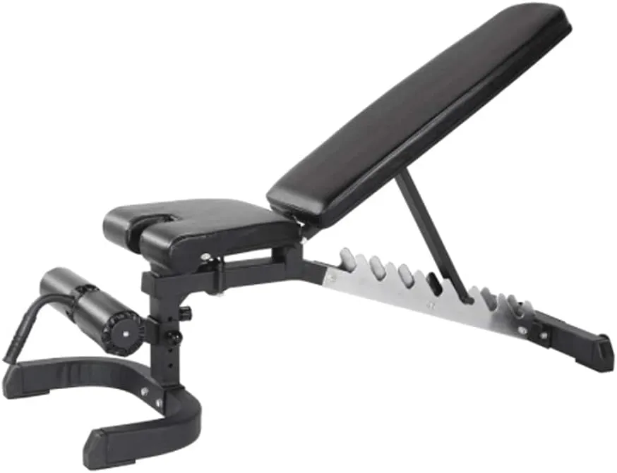 Full Body Adjustable/Foldable Workout Bench 660 Lbs Flat/Incline/Decline Utility Weight Bench Press for Home Gym Fitness Studio Squat Rack (Black)