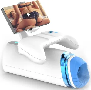 Fully Automatic Men's Fitness Equipment with Stand, Intelligent Multi-Frequency Rotation, Handle Control(Color:White)