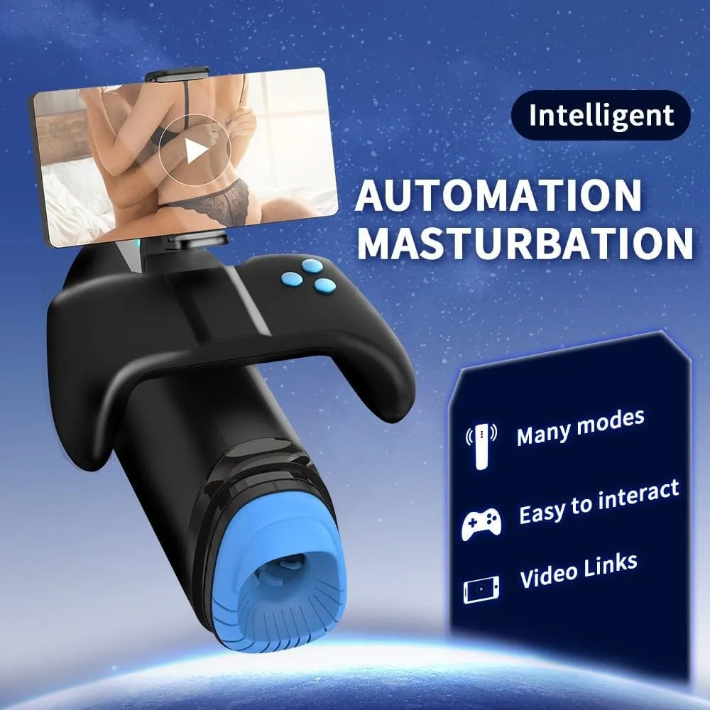 Fully Automatic Men's Fitness Equipment with Stand, Intelligent Multi-Frequency Rotation, Handle Control(Color:White)