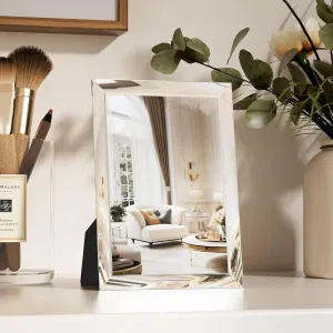 Fun Memories Frameless Mirror 4x5.8 Inch – Wall Hanging & Desk Stand, Portable Travel Mirror with Bracket, Compatible with Makeup Mirrors