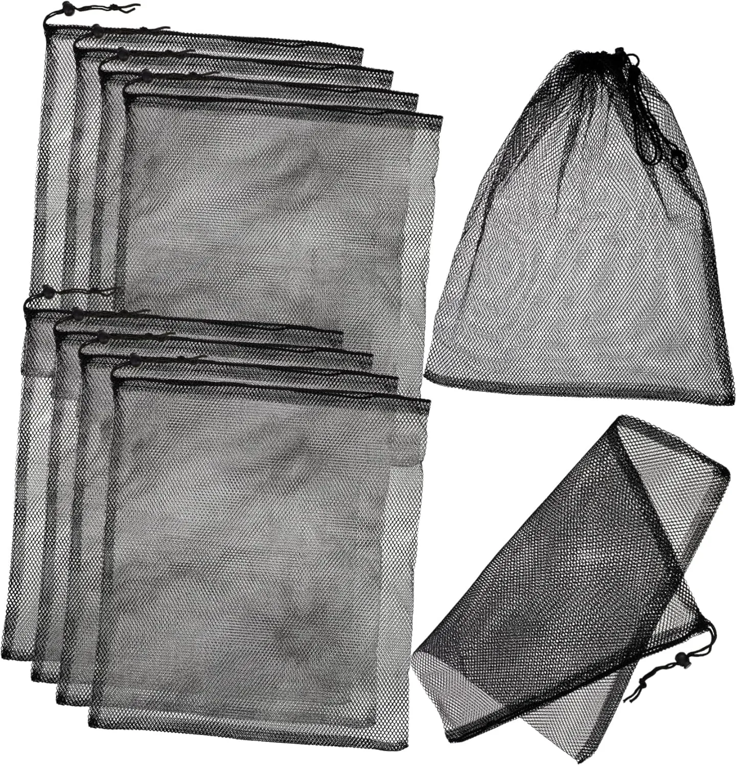 GALPADA Lightweight Net Laundry Bags 10 Pcs Mesh Drawstring Bags for Sports Gear Beach Toys Camping Travel