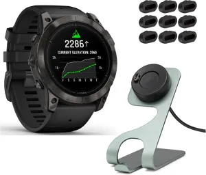 Garmin epix Pro Gen 2 Sapphire Edition 51mm Smartwatch (Carbon Gray/Black) with Charger Stand and Port Protectors Bundle (3 Items)