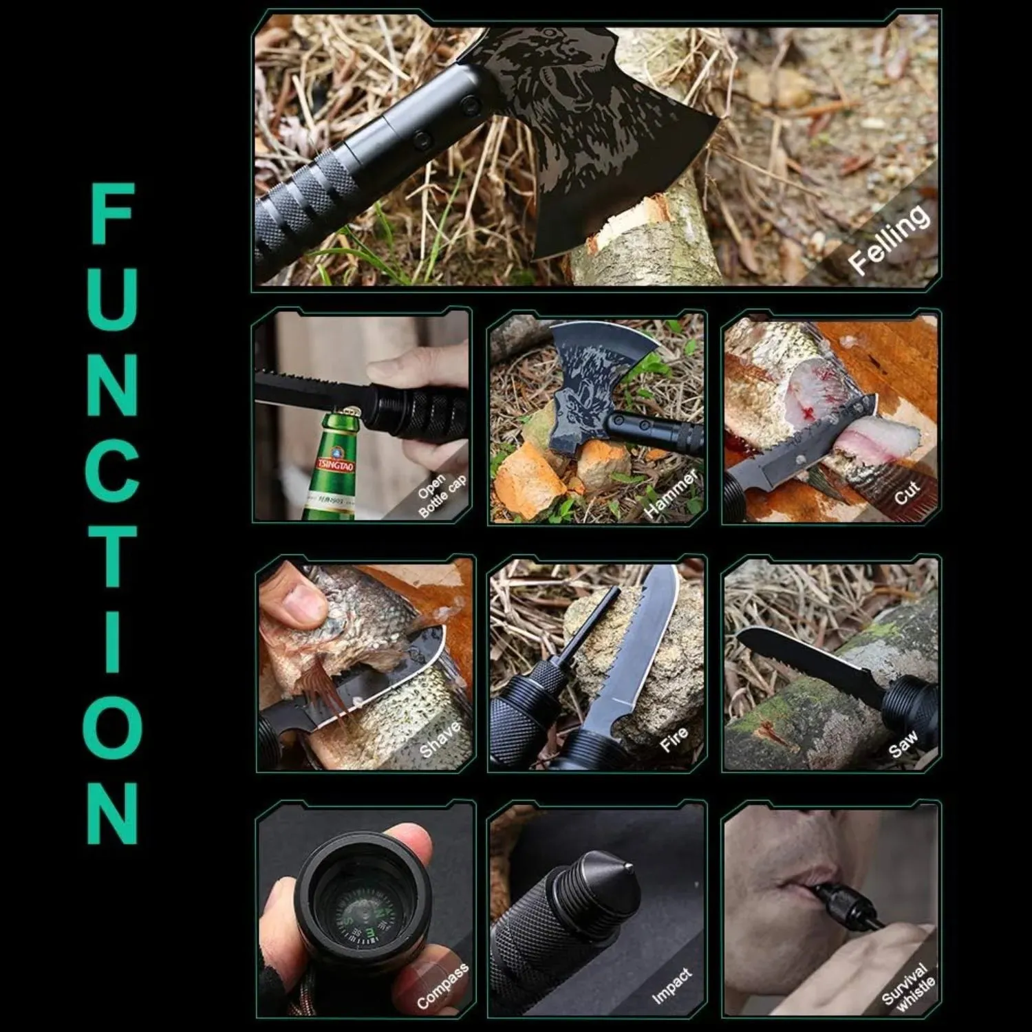 Gear Sheath, Hatchet w/Hammer & Hiking/Hunting/Outdoor Door-to-door delivery Camping Axe Multifunctional Survival Nylon for Exclusive products Tactical Survival Folding