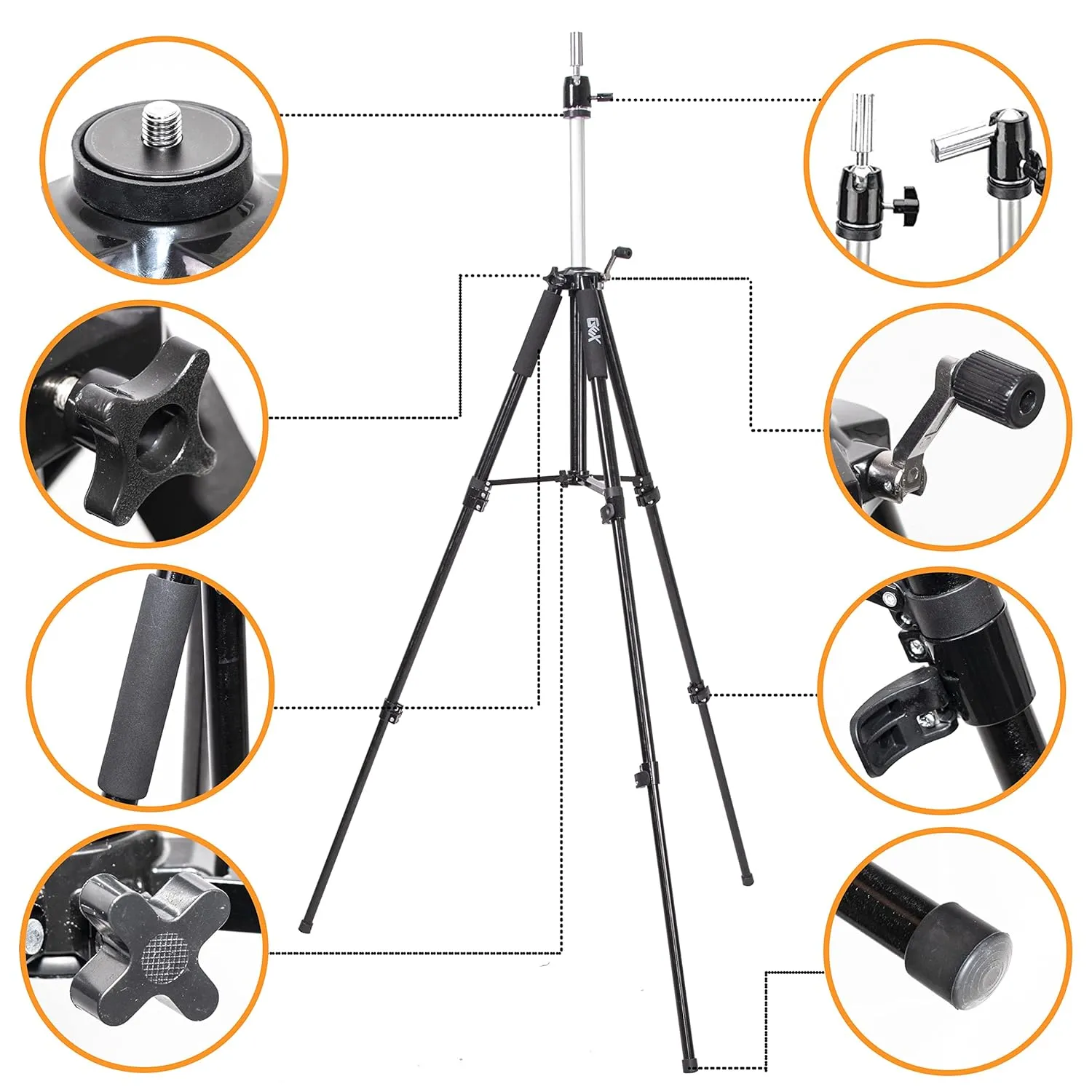 GEX 63" Heavy Duty Mannequin Tripod Stand for Wig Cosmetology Training Practice Doll Manikin Head Tripod Wig Stand With Travel Bag (Black)