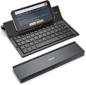 Geyes Foldable Bluetooth Keyboard Portable Folding Wireless Keyboard with Portable Pocket Size, Aluminum Alloy Housing for iPhone,iPad, Tablet,Laptops and Smartphones (Black)