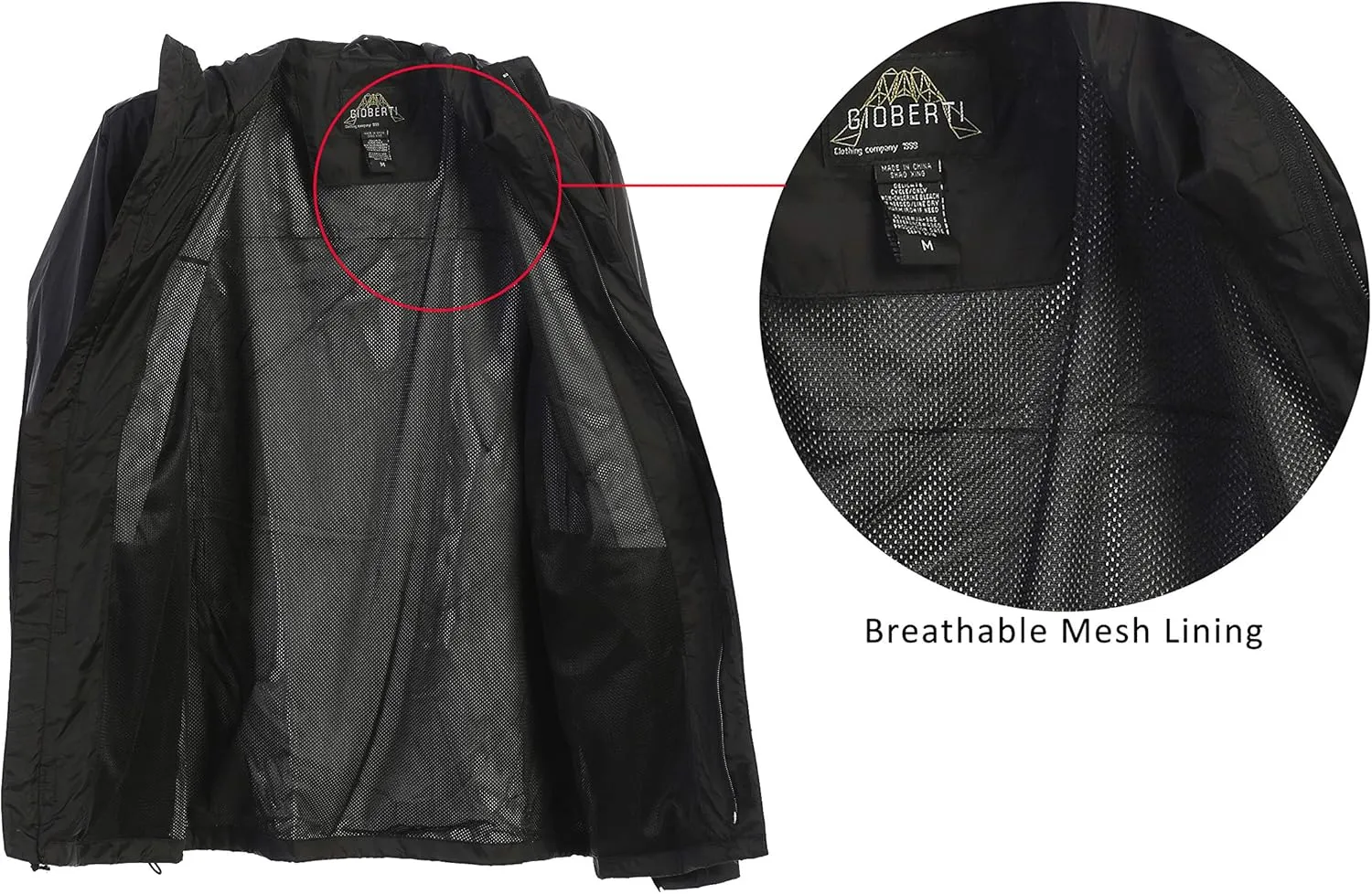 Gioberti Men's Waterproof Rain Jacket With Mesh Lining and Carrying Bag
