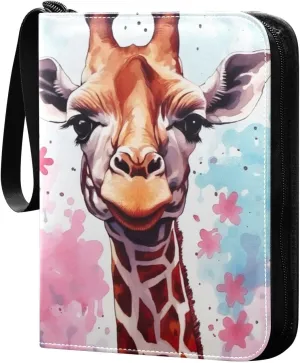 Giraffe Painting Card Binder, 400 Pockets Card Holder with 50 Sleeves, Sturdy Card Holder Folders for Game Cards & Sports Cards