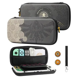 GLDRAM Theme for Zelda Carrying Case Compatible with Nintendo Switch & OLED, Portable Switch Accessories with Protective Travel Bag, 2 Thumb Grip Caps & Hand Strap for Tears of the Kingdom