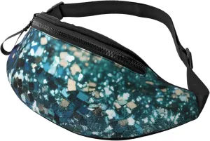 Glittered blue background Fanny Pack for Man Women Waist Bag Adjustable Belt Casual Chest Bag Bum Bags for Travel Sports Running Hiking Waist Packs