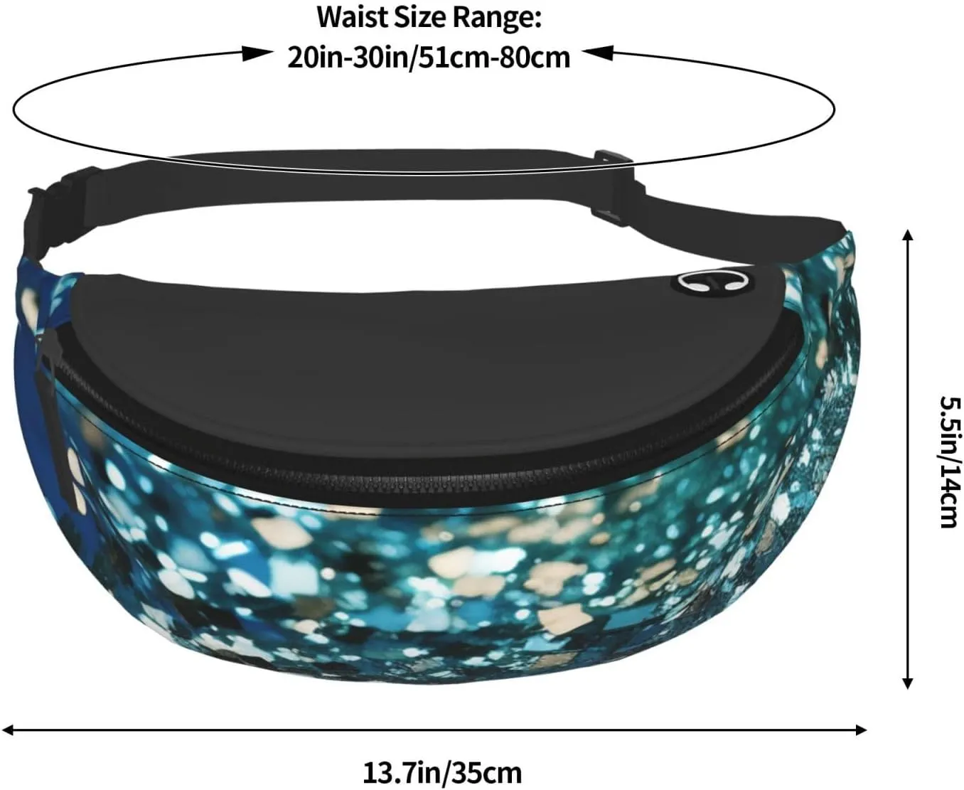 Glittered blue background Fanny Pack for Man Women Waist Bag Adjustable Belt Casual Chest Bag Bum Bags for Travel Sports Running Hiking Waist Packs