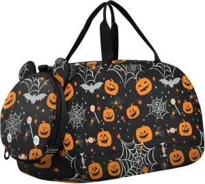 Glowing Jacks Kids Overnight Duffle Bag,Gymnastics Sports Dance Bag with Shoe Compartment & Wet Pocket, Travel Weekender Tote for Boys & Girls