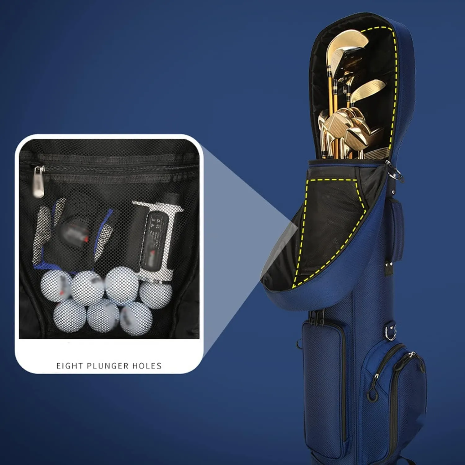 Golf Cart Bag for Men Women 5 Dividers Top Rolling Golf Clubs Lightweight with Wheels and Strap Easy Carry for Driving Range