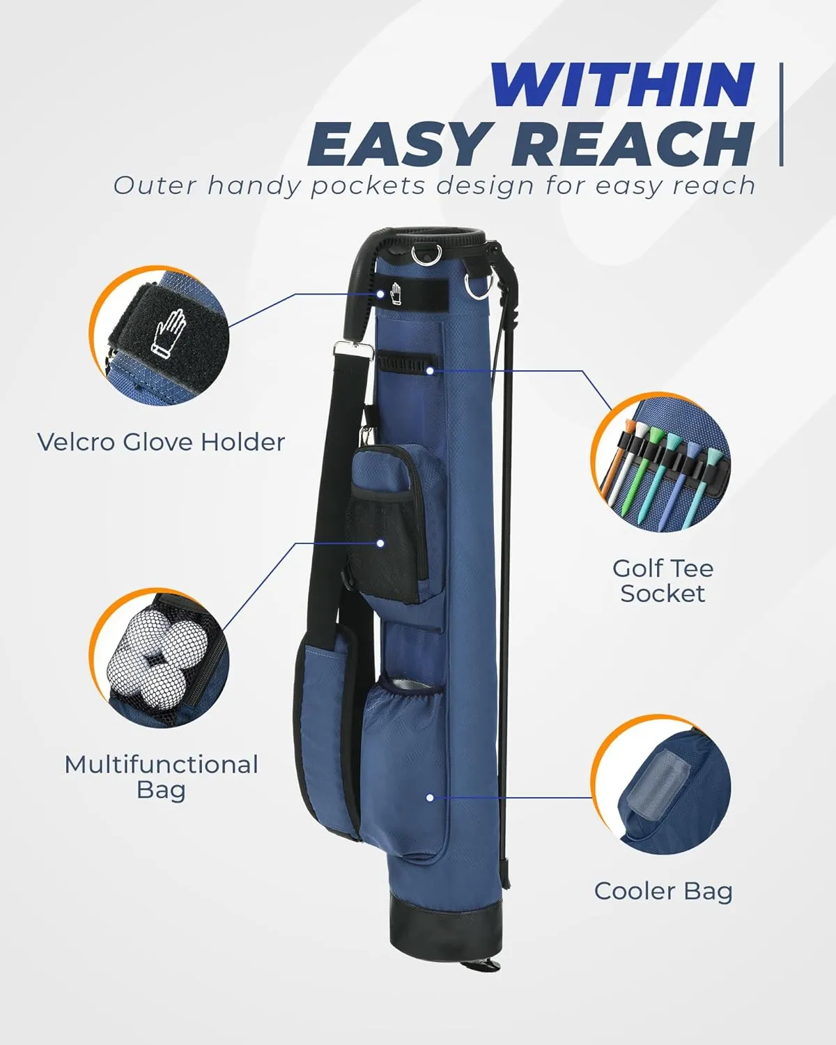 Golf Lightweight Stand Bag, Portable Golf Carry Bag with Insulated Cooler Pocket, Easy to Carry and Ideal for Driving Range, Pitch n Putt, Par 3, Executive Courses