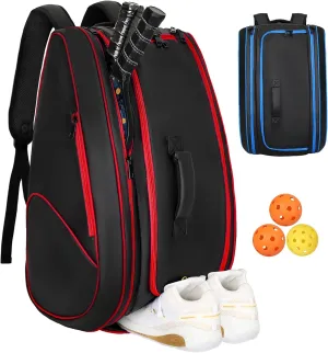 Goloni Pickleball Bag Padel Racket Backpack Large Capacity for Men Women Separate Waterproof Shoes Compartment Pickleball Accessories - Include Fence Hook & Thermal Insulated Pockets