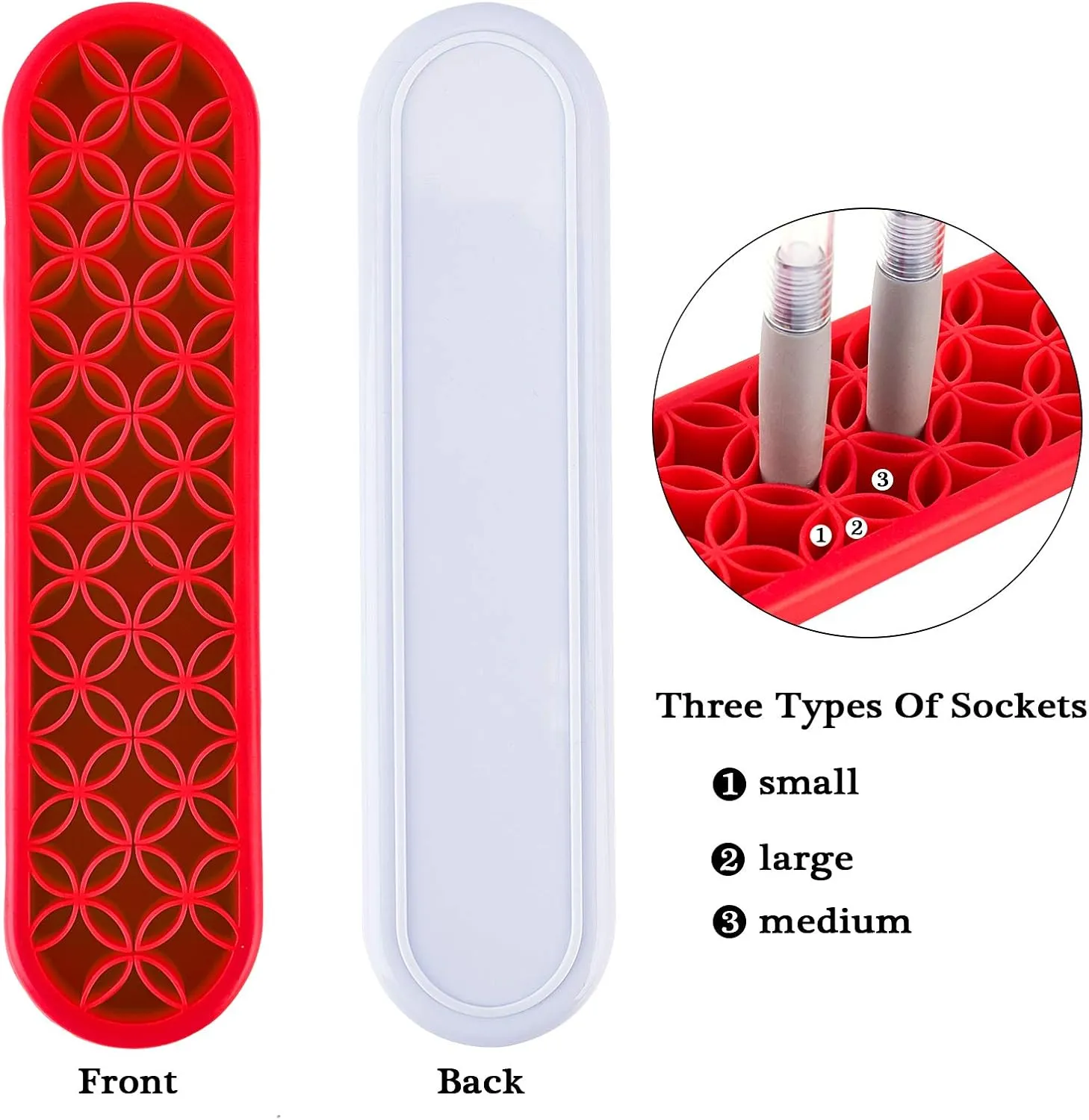 GORGECRAFT Sew Desktop Organizers Silicone Makeup Brush Stand Holder Multipurpose Painting Pen Holder Cosmetic Storage Box for Stash and Store (Red)