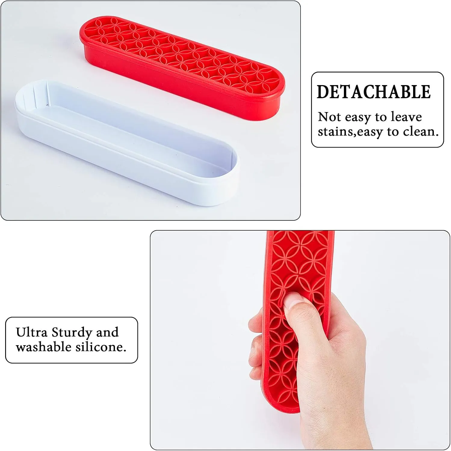 GORGECRAFT Sew Desktop Organizers Silicone Makeup Brush Stand Holder Multipurpose Painting Pen Holder Cosmetic Storage Box for Stash and Store (Red)