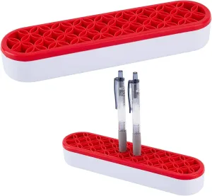 GORGECRAFT Sew Desktop Organizers Silicone Makeup Brush Stand Holder Multipurpose Painting Pen Holder Cosmetic Storage Box for Stash and Store (Red)