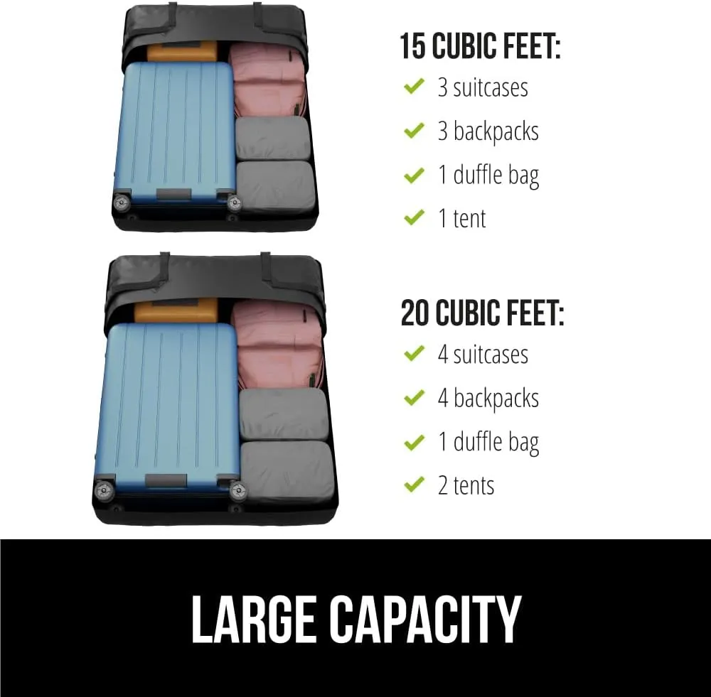 GORILLA GRIP Waterproof Car Roof Bag with Stay in Place Grip Dots and Buckles, UV Protected Soft Shell Rooftop Cargo Carrier, Tear Resistant Luggage Box Top Rack SUV Vehicle Storage 20 Cubic FT Blue