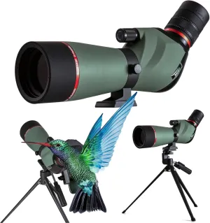 Gosky Spotting Scope, 20-60x60 Spotting Scopes for Target Shooting & Hunting & Bird Watching, BAK4 High Definition, Angled Spotter Scope with Tripod, Phone Adapter, Carrying Bag