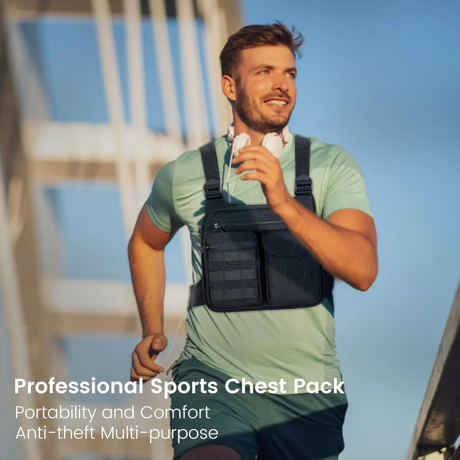 GraceTune Outdoor Sports Chest Bag Lightweight Water Resistant Workouts, Running, Cycling, Hiking Tactical Chest Pack