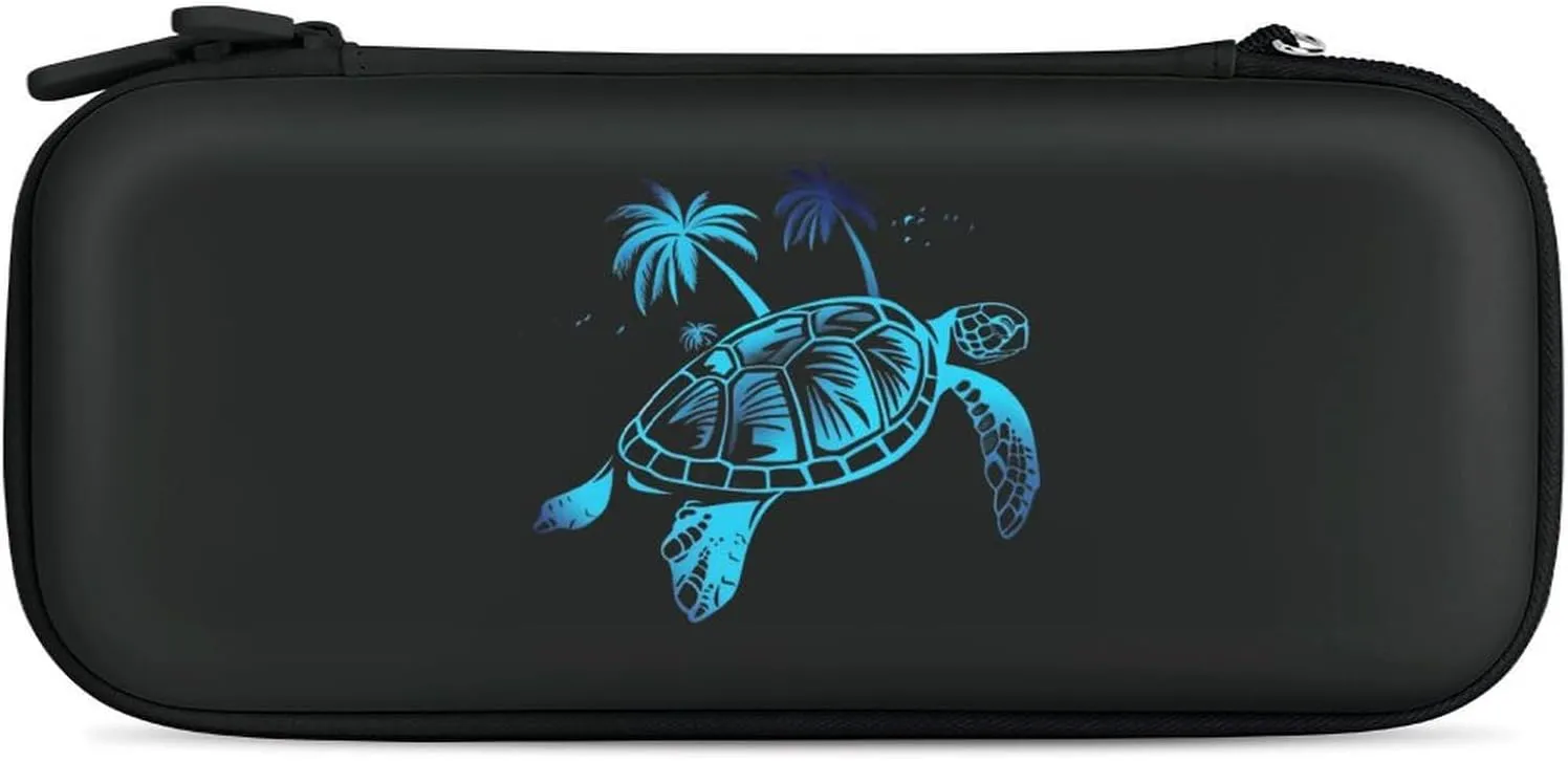 Gradie Sea Turtle with Palm Trees Hard Shell Travel Case with Rope 15 Game Card Pockets Compatible with Switch Protective
