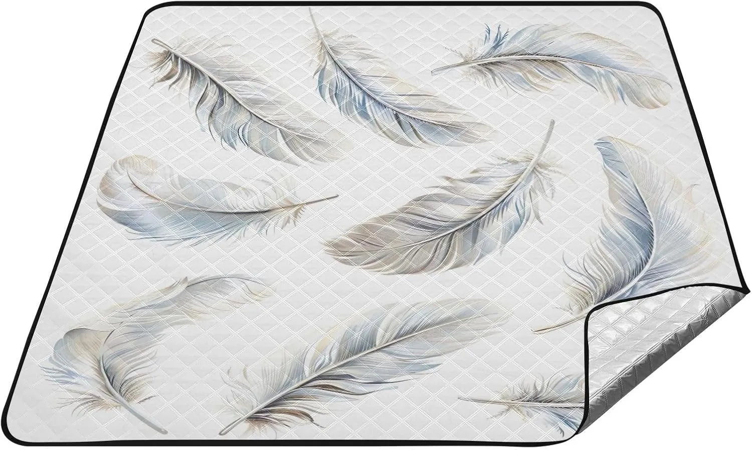 Graffiti Feather Pattern Family Outdoor Waterproof Durable Picnic Blanket Outdoor Beach Blanket Foldable Suitable for Picnic, Beach, Camping, Travelling