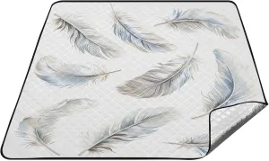 Graffiti Feather Pattern Family Outdoor Waterproof Durable Picnic Blanket Outdoor Beach Blanket Foldable Suitable for Picnic, Beach, Camping, Travelling