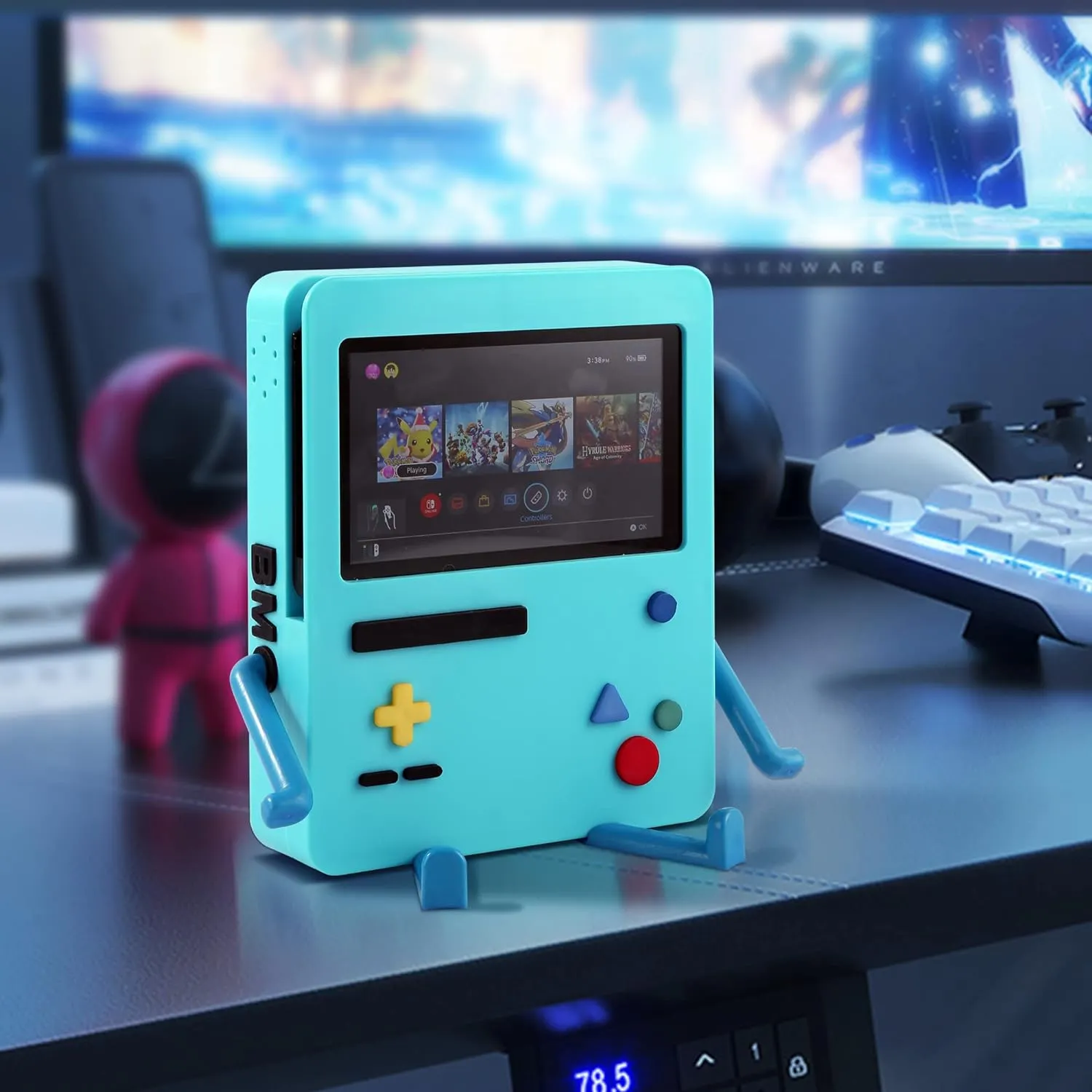 GRAPMKTG Charging Stand for Nintendo Switch Accessories Portable Dock Compatible for Nintendo Switch OLED Cute Case Decor Gift Men Women Kids Blue
