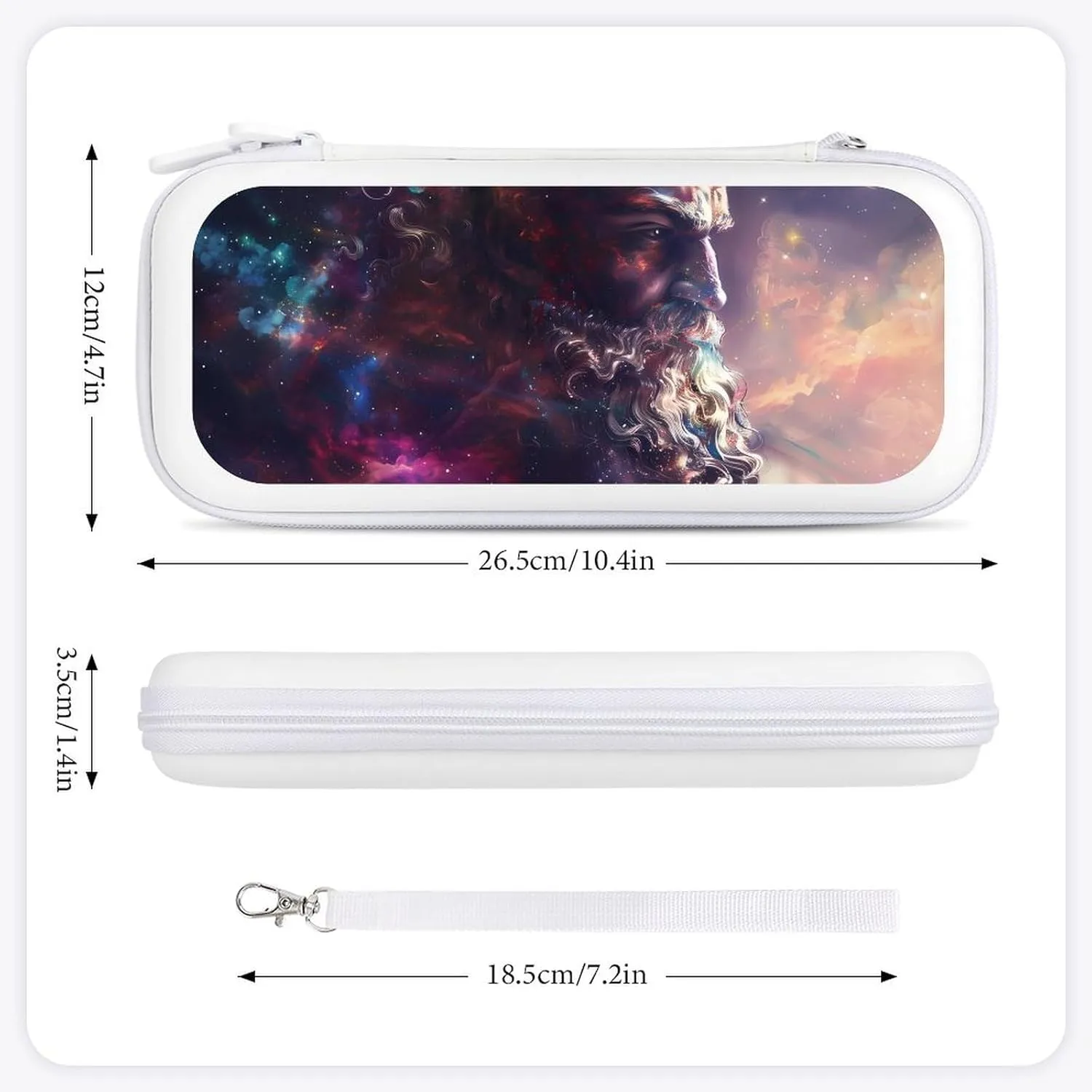 Greek God Zeus Universe Hard Shell Travel Case with Rope 15 Game Card Pockets Compatible with Switch Protective