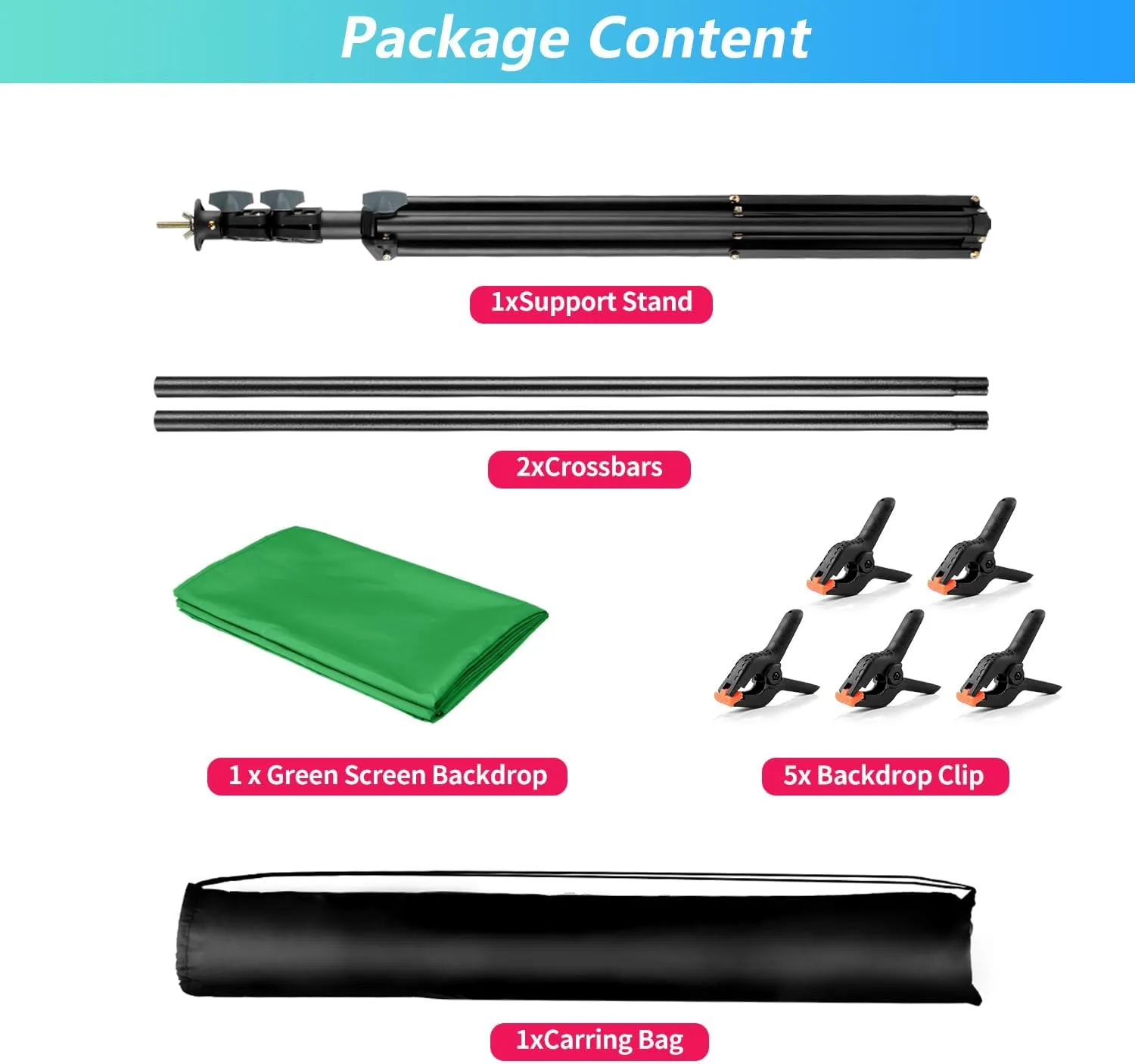Green Screen Backdrop Kit with Stand, 5X6.5ft Portable Green Screen Backdrop with Stand kit, GreenScreen Background with Stand Carrying Bag Clamp for Streaming Video Zoom
